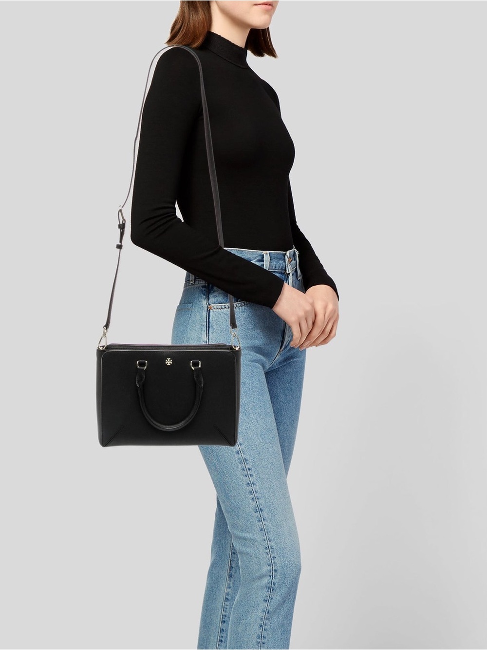 Tory Burch Robinson Double-Zip Satchel Black